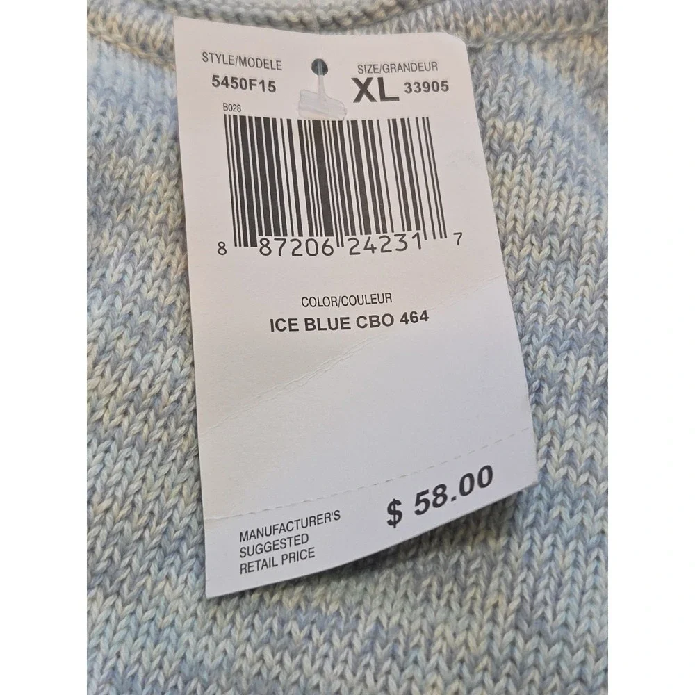 Jeanne Pierre Womens  Pastel Blue Ivory Sweater 100% Cotton Nautical NWT‎